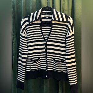 Bagatelle Striped Sweater Cardigan Size L Black and White